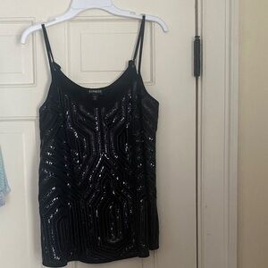 Express Black Sequin Geometric Tank